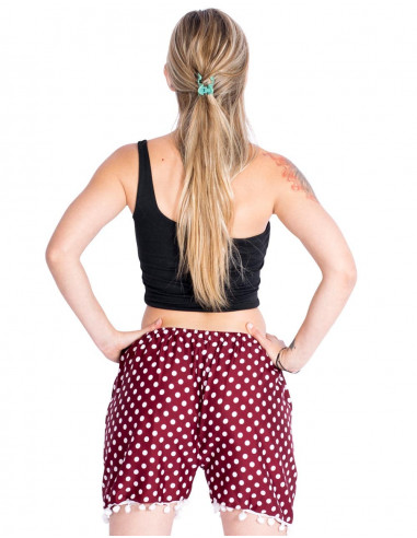 short-lunares-playa-mujer-pompones