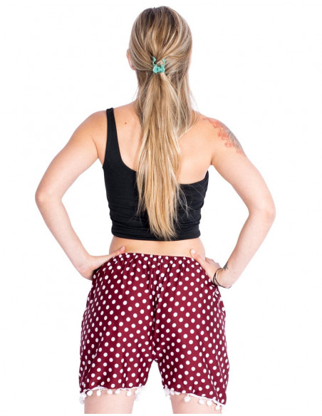 short-lunares-playa-mujer-pompones
