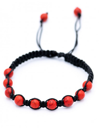 SPU0014Z - Red Coral Macrame Bracelet