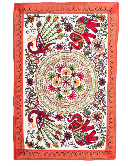 RTZ0302 – Rechteckiger bestickter Wandteppich mit Tieren