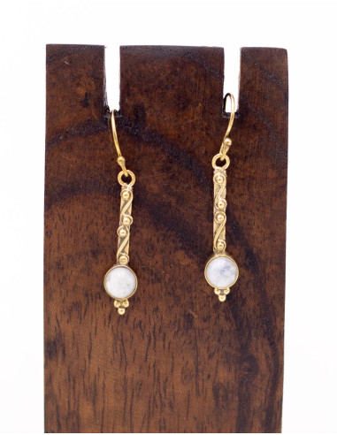 SPE0067 - Pendientes dorados con piedra mineral...