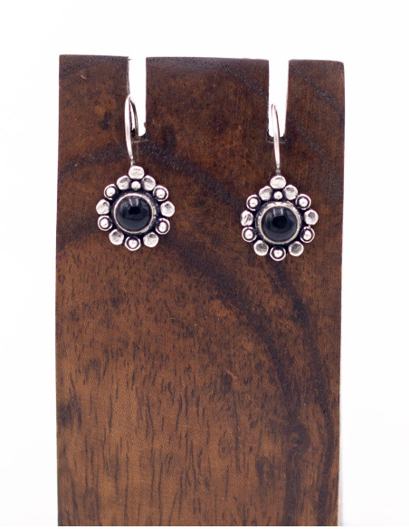 SPE0071 - Blumenohrringe aus Gold oder Silber mit handgefertigtem Mineralstein