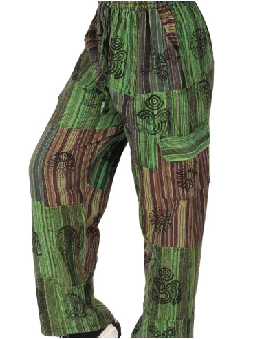 HPA0007 - Calça hippie unissex com patchwork...