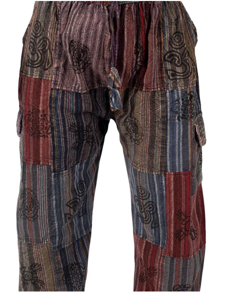 HPA0007M - Calças patchwork unissex, estilo hippie, com motivos étnicos.