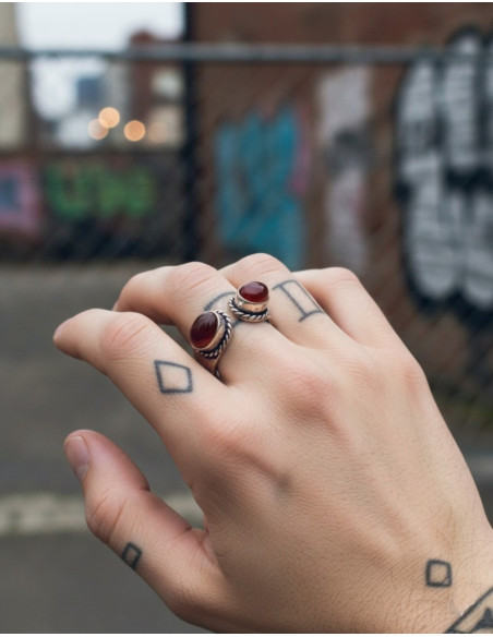 SAN0130 - Kimago Open Handmade Silver Ring with Natural Stones