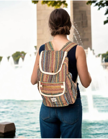 BMH0032C - Sac à dos Kimago Unique en chanvre : confort et design ethnique chic pour votre boutique