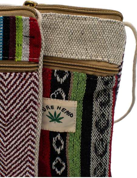 BBA0027 - Sac bandoulière pour téléphone portable en chanvre fait main, fabriqué en Inde Kimago