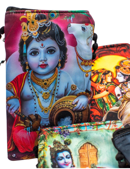 BBA0032 - Borsa a tracolla per cellulare realizzata a mano con immagini di divinità indù indiane Kimago