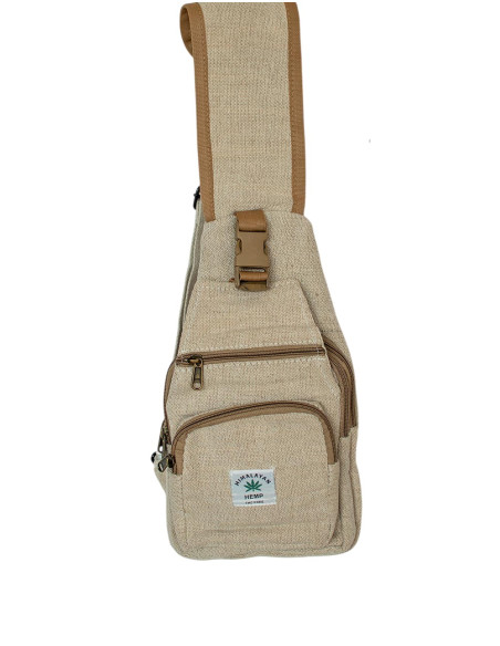 BMH0029 - Sac à dos triangulaire multipoches en chanvre naturel Kimago