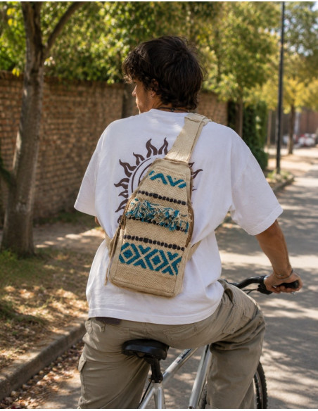 BMH0028 - Zaino triangolo unisex in cotone boho India Kimago