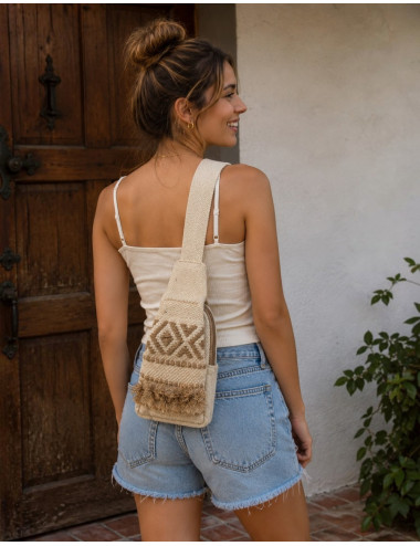 BMH0028 - Sac à dos triangle en coton boho unisexe India... 2