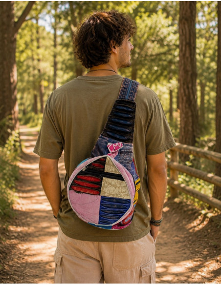BMH0026 - Sac à dos guitare patchwork bohème en coton indien Kimago