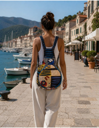 BMH0026 - Sac à dos guitare patchwork bohème en...